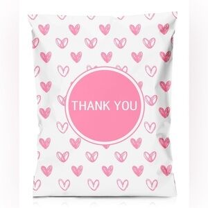 20 (10”x13”) Pink Hearts with “Thank You” Message Poly Mailers Poly Bags
